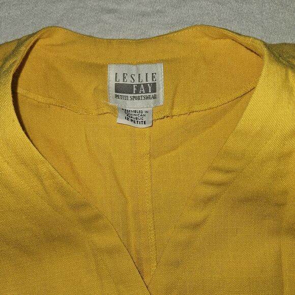 Vintage Short Sleeve Button Up Blazer Yellow Big Buttons Size 12 Petite Retro - Picture 3 of 10